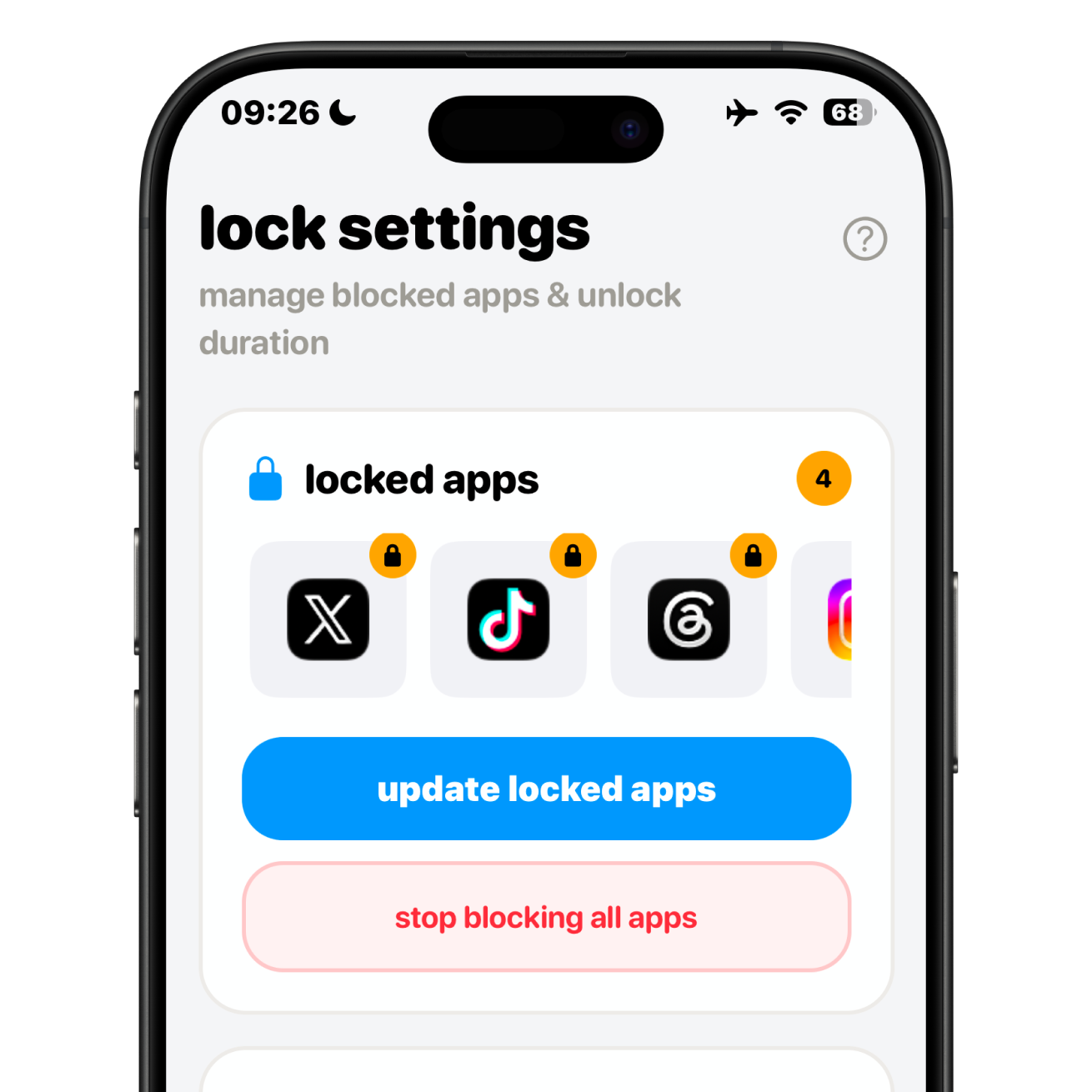 LangLocker — Wähle die zu sperrenden Apps